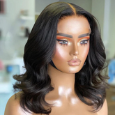 Elegant Loose Wave 4¡Á4 Closure Lace Glueless Mid Part Short Wig 100% Human Hair