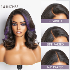 Purple Highlights Loose Wave Glueless 5x5 Closure HD Lace Wig