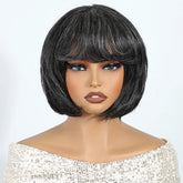 Debut Salt and Pepper Gray Short Pixie Cut Bob 100% Human Hair Wigs For Women Brazilian Remy Hair Full Machine Made Mom Wigs