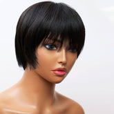 Pixie Cut Wig Short BOB Wigs With Bangs Lace Front Human Hair Wigs