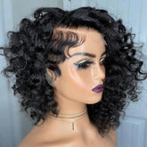 Glueless Pixie Cut Curly Bob Wigs with Side Part Lace Front Human Hair Wigs
