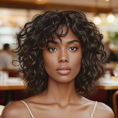 Wear and Go Wigs Glueless Brown Bob Wigs Real Human Hair Wigs