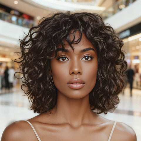 Wear and Go Wigs Glueless Brown Bob Wigs Real Human Hair Wigs