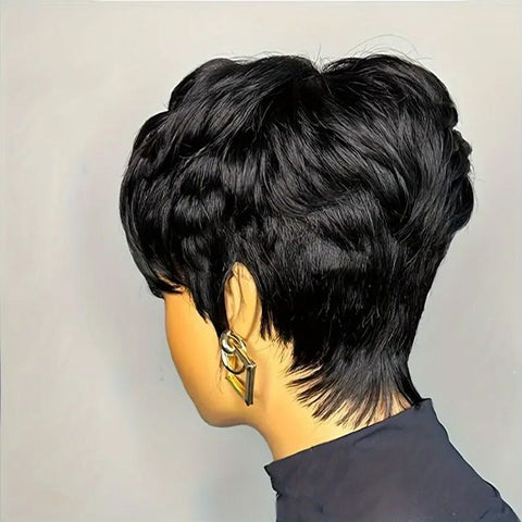 Wear and Go Wigs Pixie Cut No Lace Machine Made Wig Glueless Human Hair Wigs