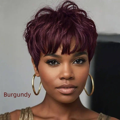 Wear and Go Wigs Pixie Cut No Lace Machine Made Wig Glueless Human Hair Wigs