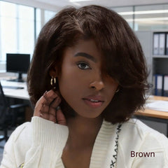 Glueless Layered Cut Yaki Bob Wigs With Bangs Lace Front Wig Best Human Hair Wigs