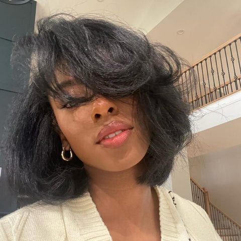 Glueless Layered Cut Yaki Bob Wigs With Bangs Lace Front Wig Best Human Hair Wigs