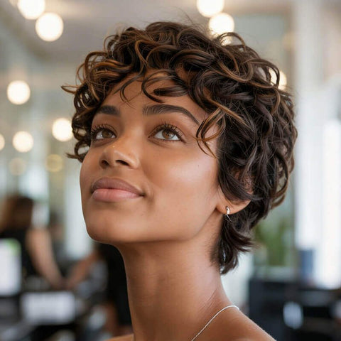 Premax Wigs Pixie Cut Gorgeous Short Curly Highlight Lace Frontals Human Hair Wigs