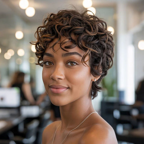 Premax Wigs Pixie Cut Gorgeous Short Curly Highlight Lace Frontals Human Hair Wigs