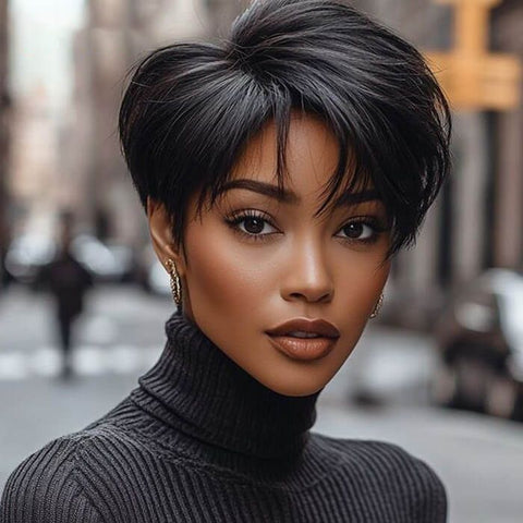 Pixie Cut Layered Short Bob Wig Glueless Human Hair Wigs
