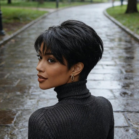 Pixie Cut Layered Short Bob Wig Glueless Human Hair Wigs