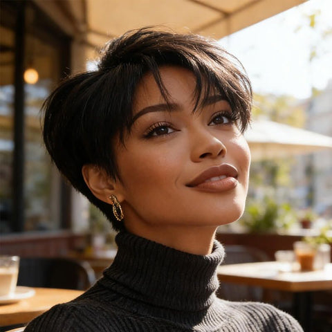 Pixie Cut Layered Short Bob Wig Glueless Human Hair Wigs