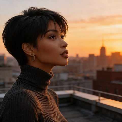 Pixie Cut Layered Short Bob Wig Glueless Human Hair Wigs