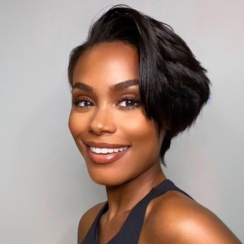 Pixie Cut Layered Short Bob Wig Glueless Human Hair Wigs