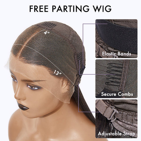 Mature Boss Natural Black Pixie Cut Glueless 13x4 Frontal Lace C Part Short Wig 100% Human Hair