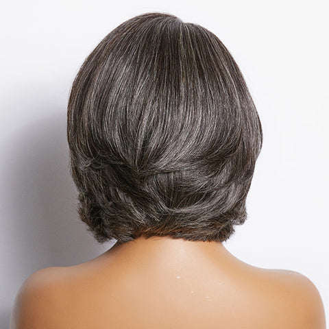 Salt & Pepper Side Part Bob Style Glueless 4x4 Closure Lace Wig