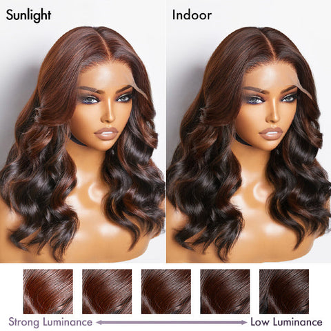 Peekaboo Bronze Brown Loose Body Wave Glueless 5x5 Closure HD Lace Wig