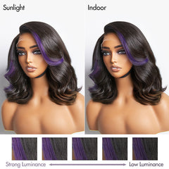 Purple Highlights Loose Wave Glueless 5x5 Closure HD Lace Wig