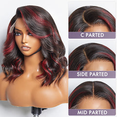 Red Highlight Bouncy Loose Wave Glueless 5x5 Closure HD Lace Wig