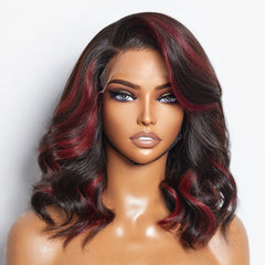 Red Highlight Bouncy Loose Wave Glueless 5x5 Closure HD Lace Wig