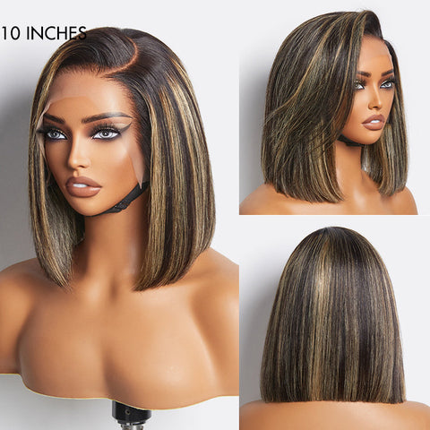 PreMax Wigs | Ombre Blonde Highlight Silky Straight Glueless Ear-to-ear Lace Bob Wig 100% Human Hair