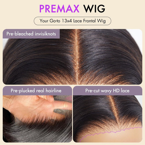 PreMax Wigs | Super Natural Hairline Silky Glueless 5x5 Closure HD Lace Short Bob Wig