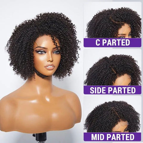 Glueless Kinky Edges Jerry Curly Bob Wig 200% Density Human Hair Wigs