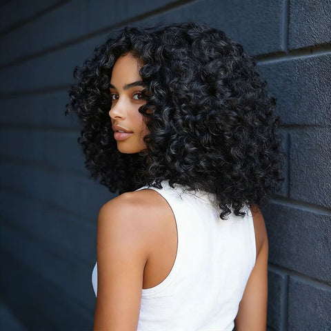 Wear and Go Wigs Curly Bob Wigs Pre Cut Lace Glueless Human Hair Wigs