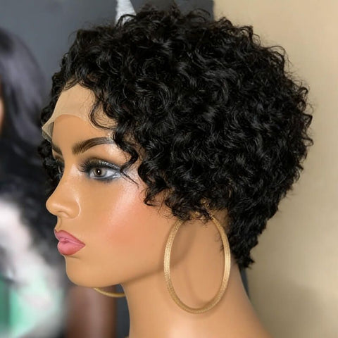 Pixie Cut Wig Short Curly Bob Wig Glueless Human Hair Wigs
