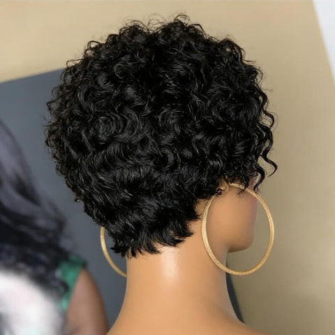 Pixie Cut Wig Short Curly Bob Wig Glueless Human Hair Wigs