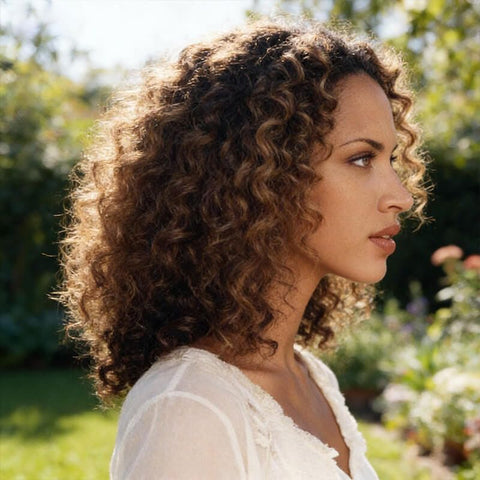 Brown Highlight Curly Wigs Closure Lace Wig Glueless Human Hair Wigs