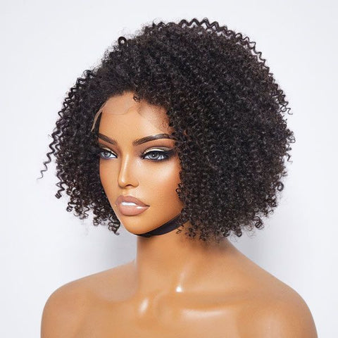 Glueless Kinky Edges Jerry Curly Bob Wig 200% Density Human Hair Wigs