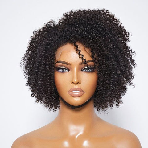 Glueless Kinky Edges Jerry Curly Bob Wig 200% Density Human Hair Wigs
