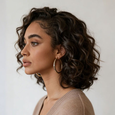 Wear And Go Wigs Warm Brown Curly Bob Wigs Glueless Human Hair Wigs