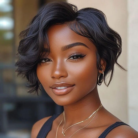 Wear and Go Wigs Short Pixie Cut Wigs Bye Bye Knots Pre Cut Lace Human Hair Wigs