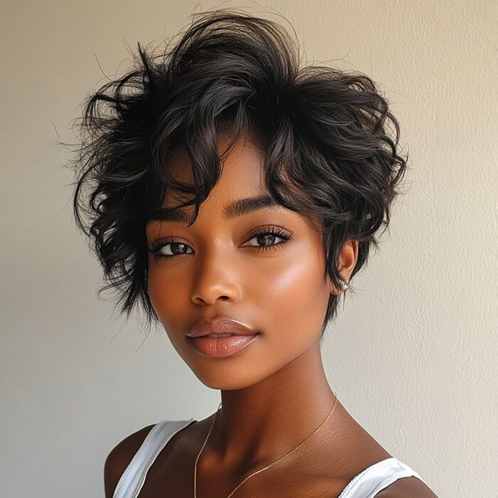 Ready to Wear Wig Pixie Cut Black Waves Short Wigs For Black Women Glueless Human Hair Wigs
