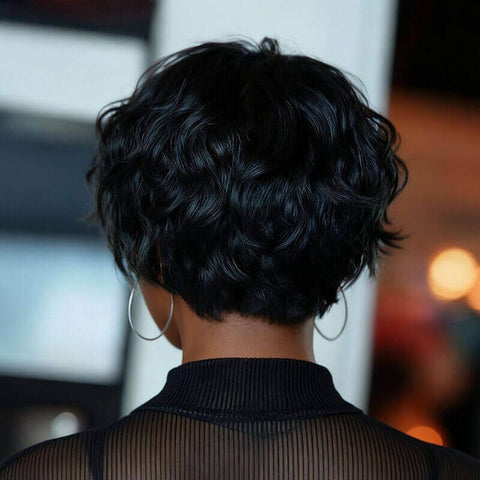 Wear and Go Wigs Short Wigs With Bangs Pixie Cut Wig Bob Hairstyles For Black Women Glueless Human Hair Wigs