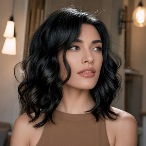 Ready to Wear Wig Elegant Bob Wig With Side Part Wavy Hairstyles Pre Cut Lace Human Hair Wigs