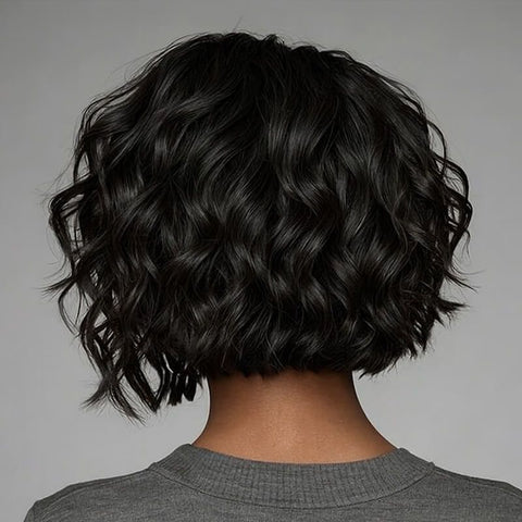 Wear and Go Wigs 180% Density Bob Wavy Human Hair Wigs With Side Part Pre Cut Lace Elegant Hairstyles