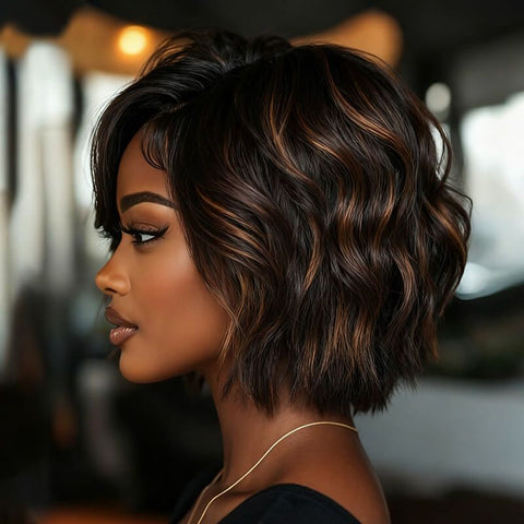 Wear and Go Wigs Glueless Short Wave Pixie Cut Wig For Women Real Human Hair Wigs