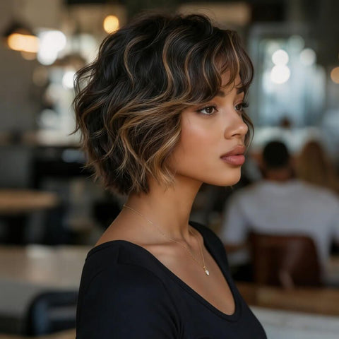 Wear and Go Wigs Glueless Short Wave Pixie Cut Wig For Women Real Human Hair Wigs
