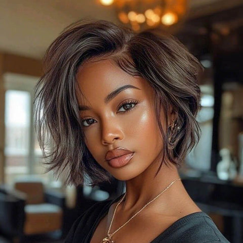 Wear and Go Wigs Pixie Cut Wig Short Bob Hairstyles Pre Cut Lace Glueless Human Hair Wigs