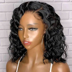 Loose Wave Bob Wigs with Side Part Closure Lace Glueless Human Hair Wigs