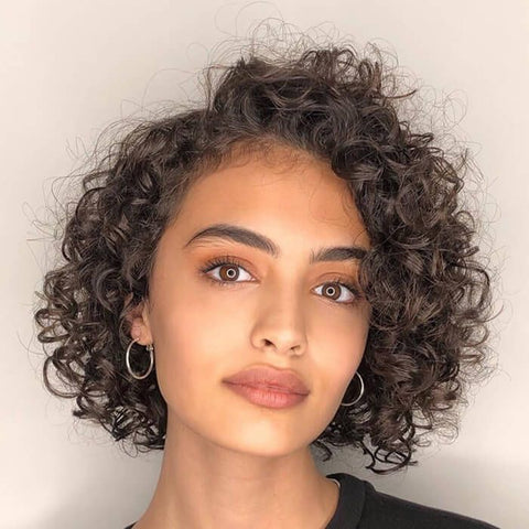 Brown Curly Bob Wigs With Side Part Closure Lace Human Hair Wigs