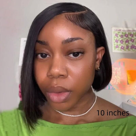 Wear and Go Wigs Side Part Bob Wigs With Bangs Pre Cut Lace Glueless Human Hair Wigs