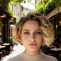 Glueless Short Ombre Blonde Wavy Bob Wig Lace Front Human Hair Wigs