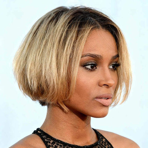 Pixie Cut Ombre Layered Blonde Bob Wig Straight Lace Front Human Hair Wigs