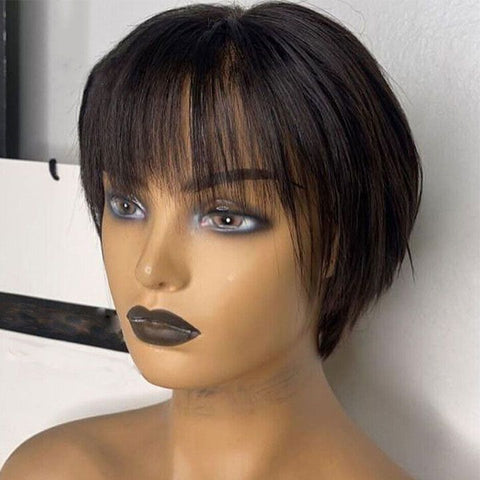 Pixie Cut Bob Wigs With Bangs 100% Human Hair Wigs