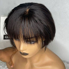 Pixie Cut Bob Wigs With Bangs 100% Human Hair Wigs
