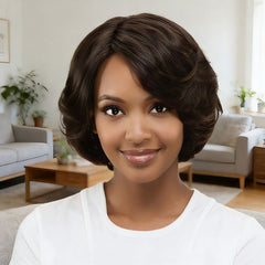 Brown Wave Bob Wigs Lace Front Human Hair Wigs